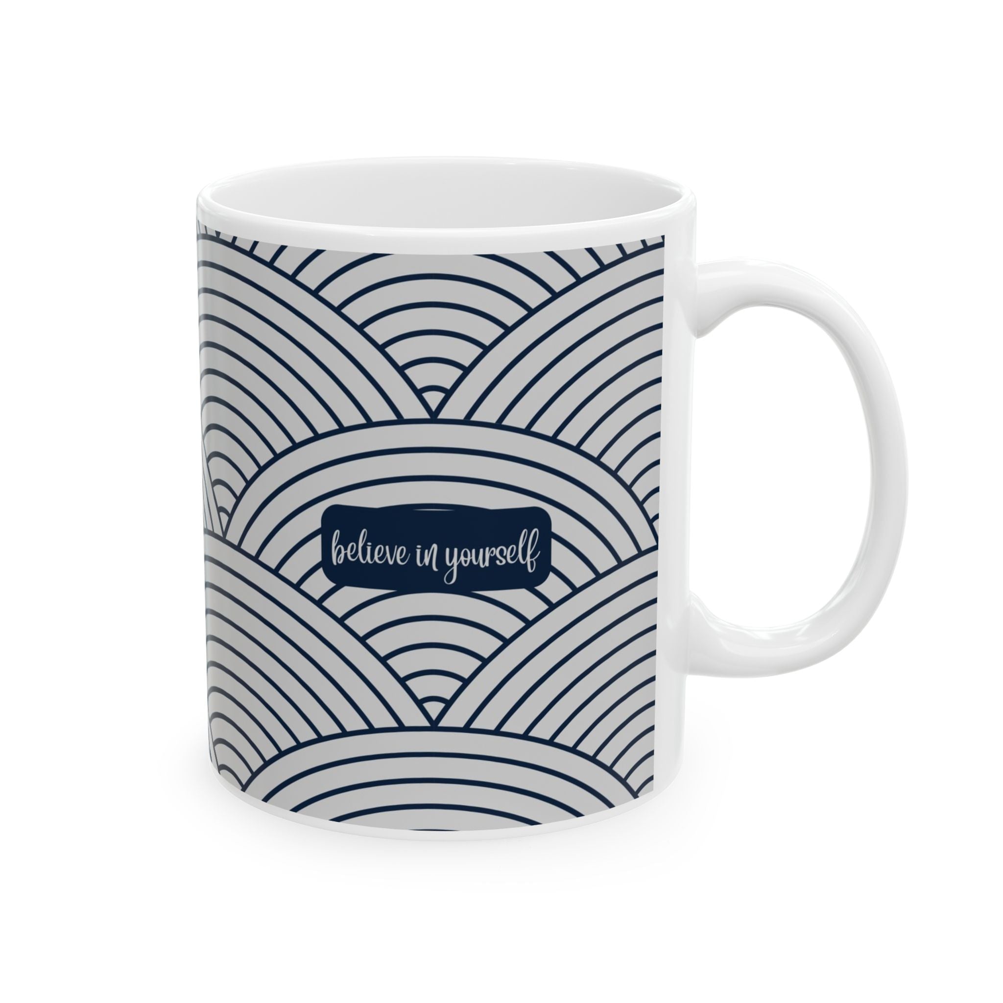 Inspirational Mug with Japanese Wave Pattern Ceramic (11oz & 15oz)