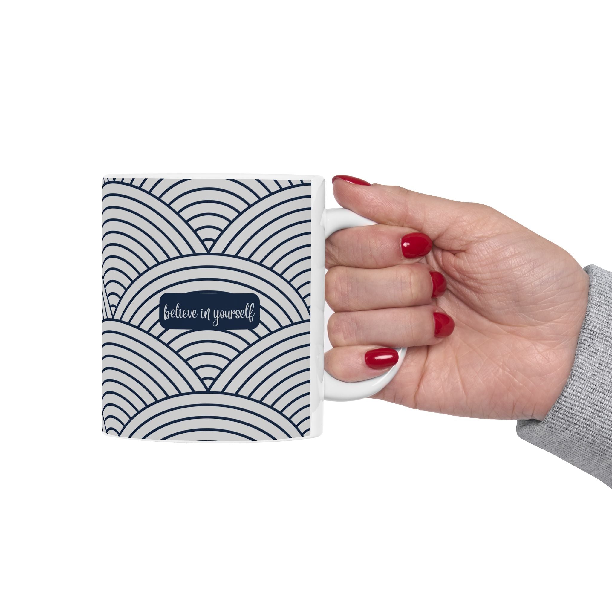 Inspirational Mug with Japanese Wave Pattern Ceramic (11oz & 15oz)