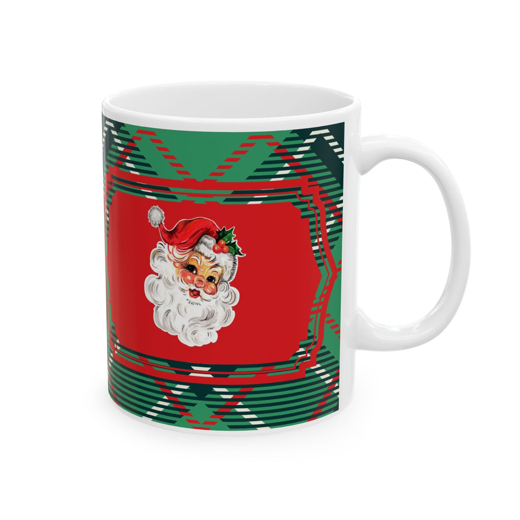 Christmas Plaid Ceramic Mug – "Santa I Can Explain" (11oz/15oz)