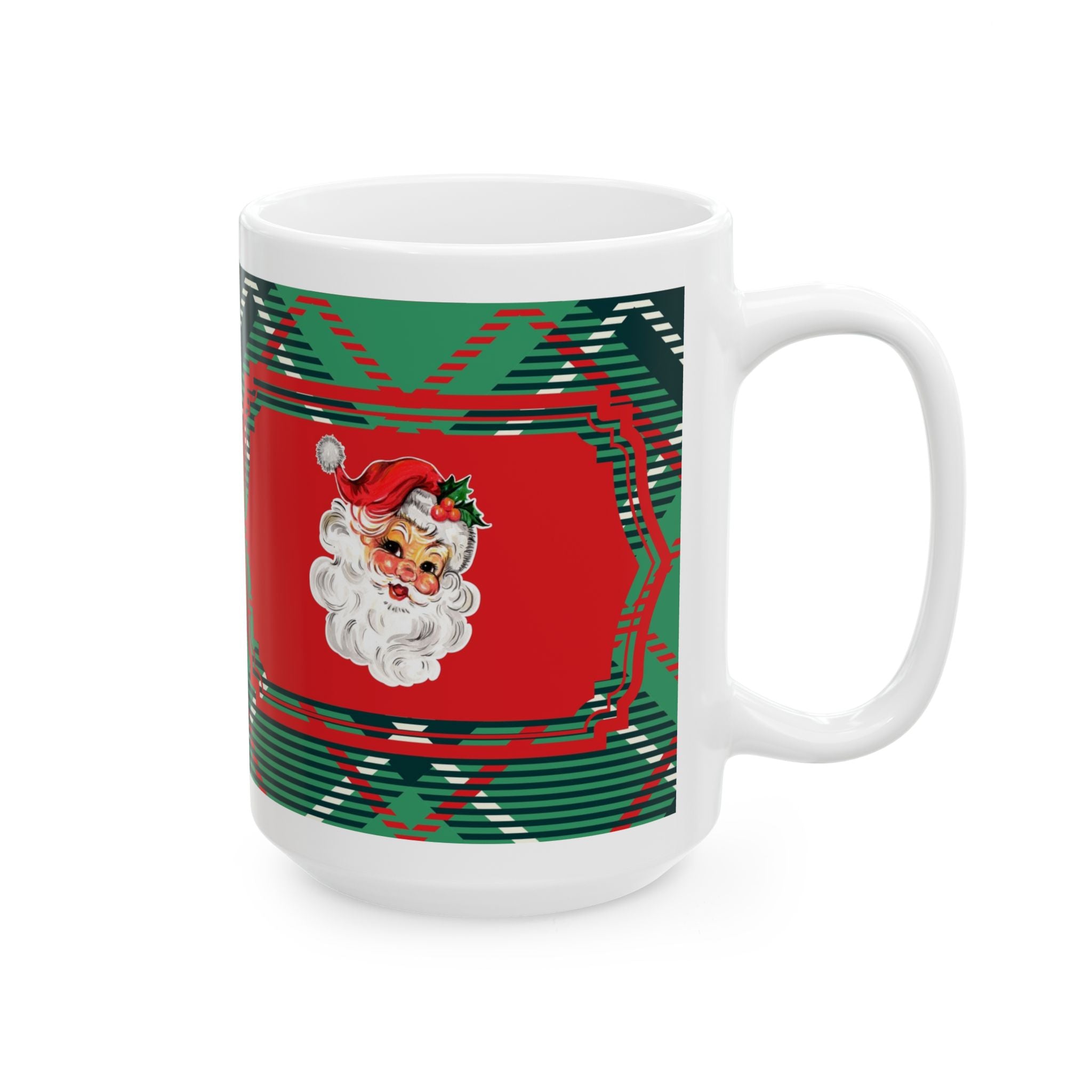 Christmas Plaid Ceramic Mug – "Santa I Can Explain" (11oz/15oz)