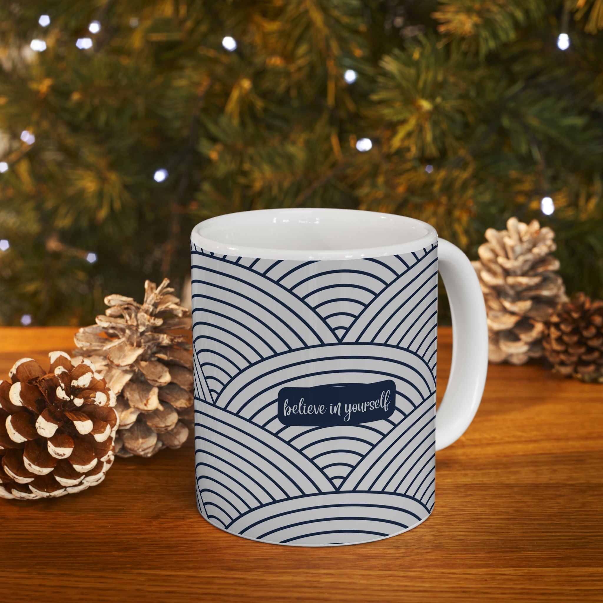 Inspirational Mug with Japanese Wave Pattern Ceramic (11oz & 15oz)