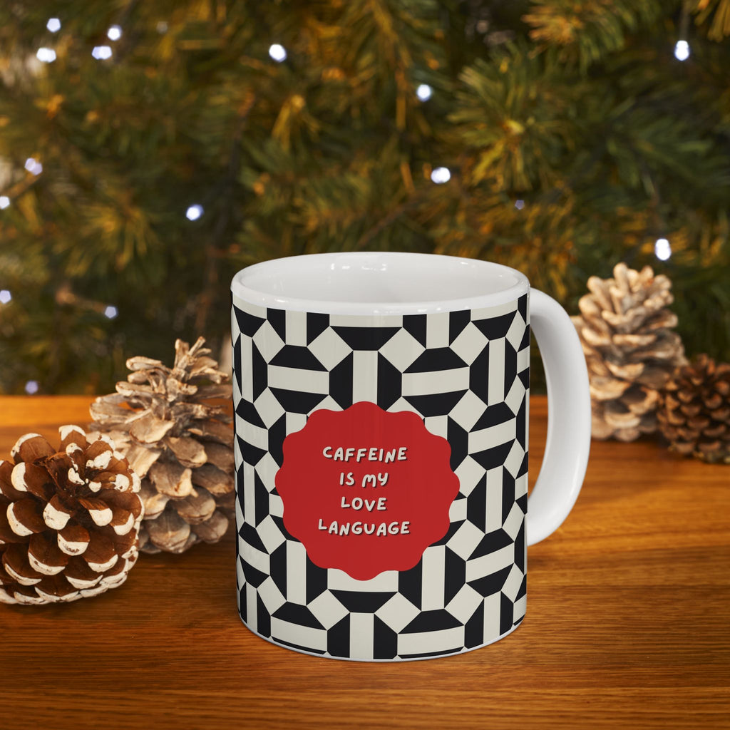 Fun Mug with Geometric Black & White Pattern Ceramic (11oz & 15oz)