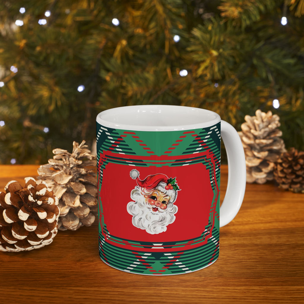 Christmas Plaid Ceramic Mug – "Santa I Can Explain" (11oz/15oz)
