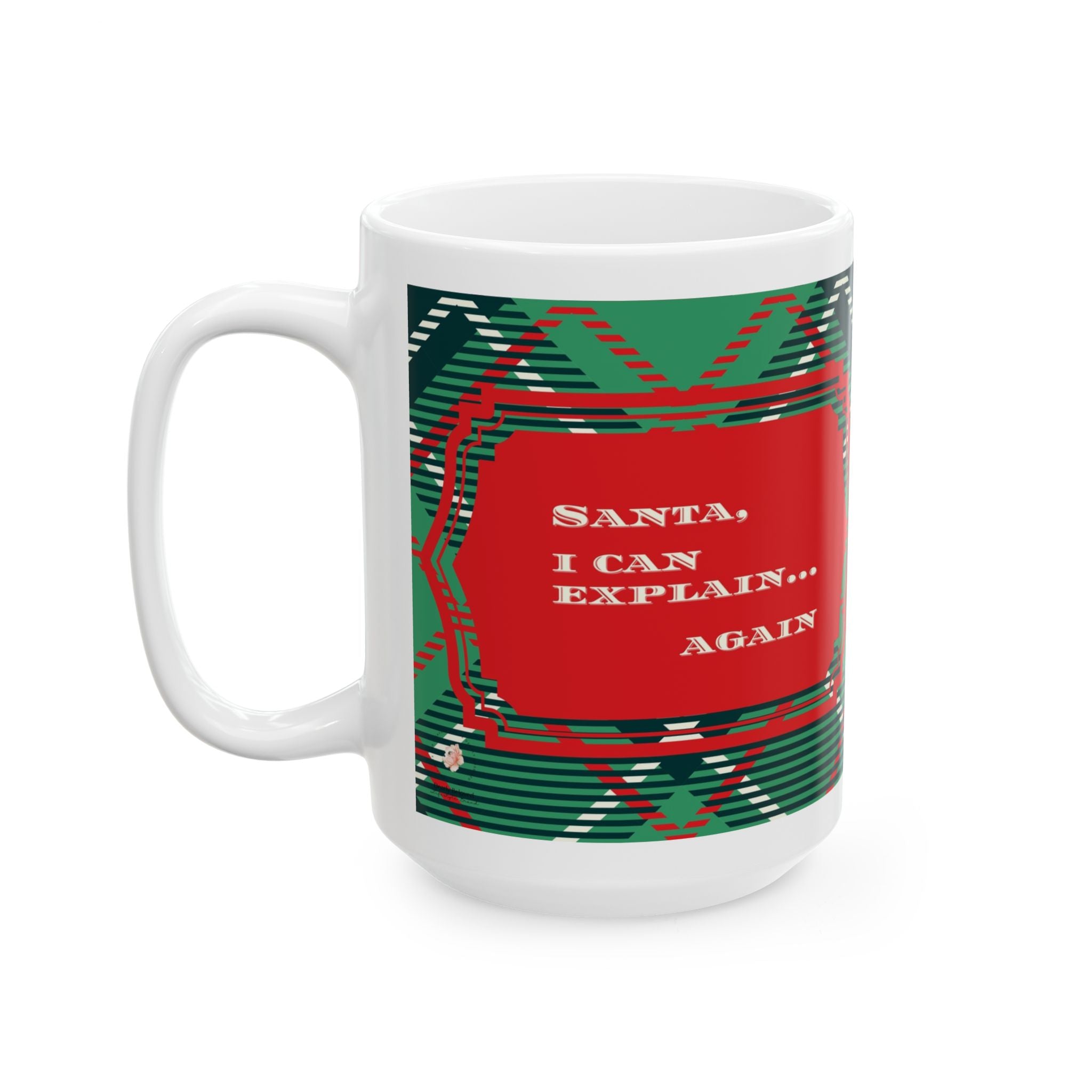 Christmas Plaid Ceramic Mug – "Santa I Can Explain" (11oz/15oz)